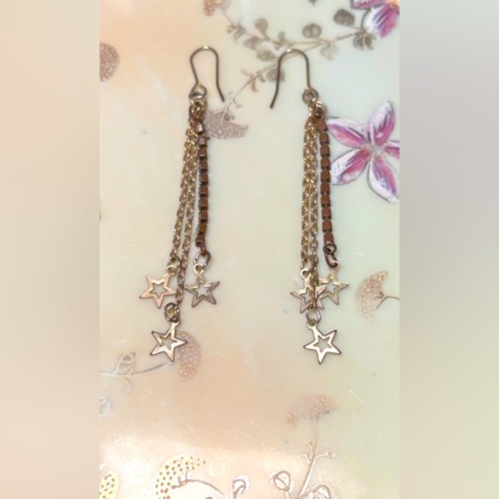 Unbranded Gold Tone Falling Star Dangle Earrings Y2K Women’s Jewelry Casual
